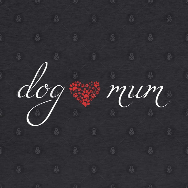 Dog Mum Red Paw Print Heart by The Artful Barker